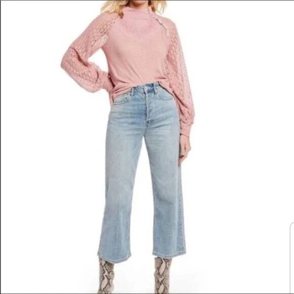 Free People Sweetest Thing Thermal Lace Long Sleeve Top Womens Size Medium - Picture 15 of 15